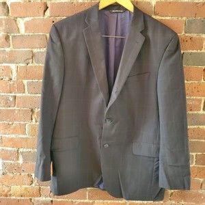 Jack Victor Select Men's Blue Plaid 2 Button Sport Coat Made in Canada 42R